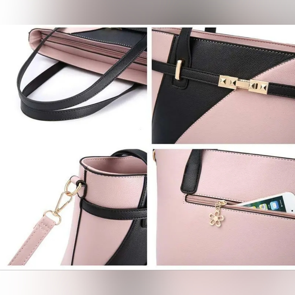 Abstract Colorblock Tote/Shoulder Bag - Picture 15 of 16